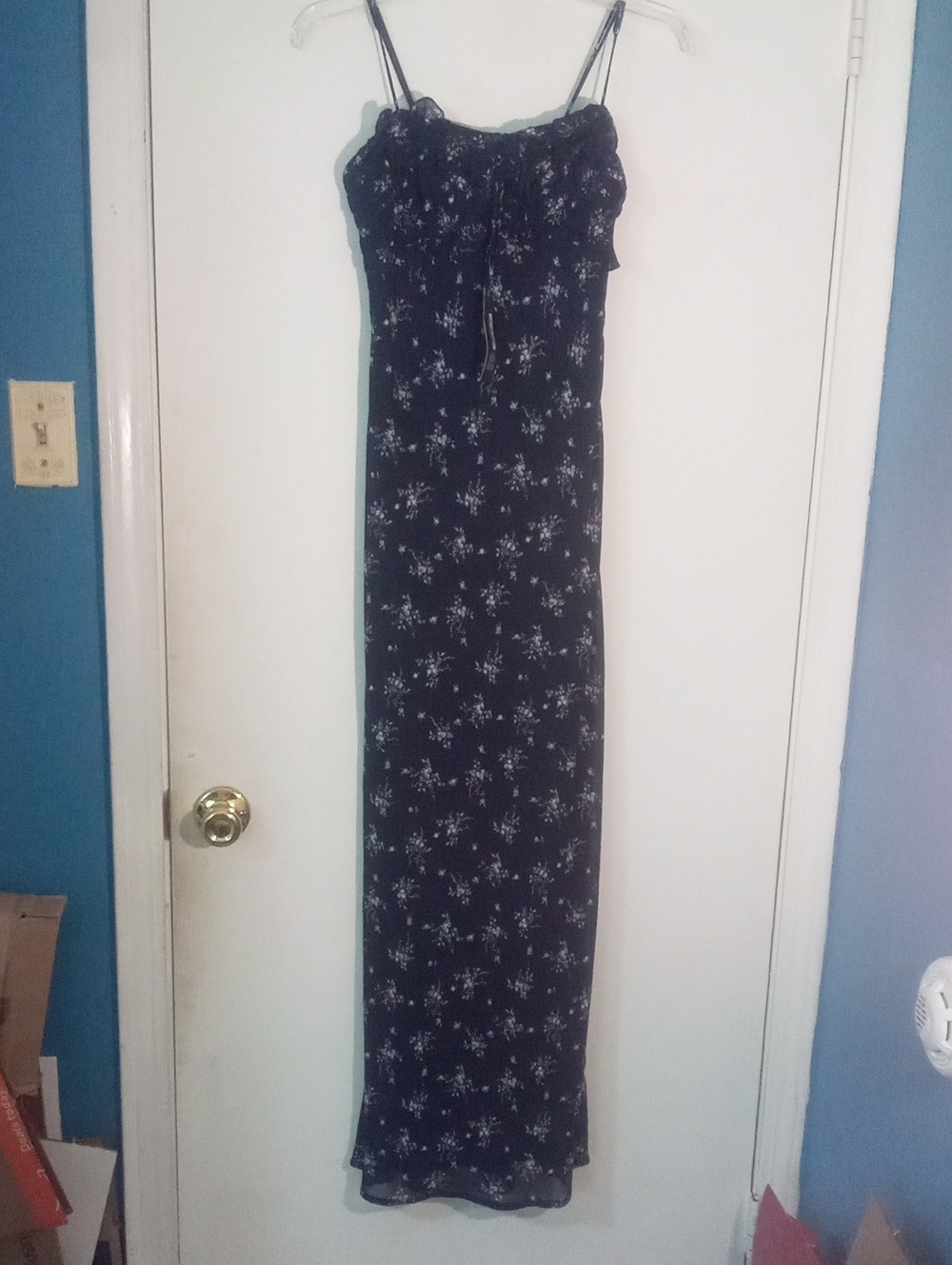 * wild fable Navy Floral Spaghetti Strap Maxi Dress XS NWT $40